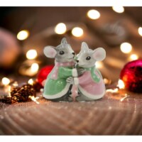 Pastel Color Ceramic Christmas Mice Salt And Pepper Shakers, Home Décor, Gift for Her, Gift