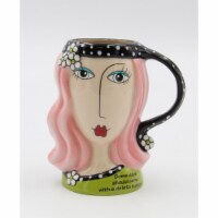 Ceramic Pink Hair Lady Cup, Home Décor, Gift for Her, Mom, Friend, or Coworker, Kitchen Décor