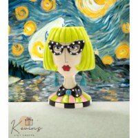 Ceramic Lady with Dotted Glasses Brush or Stationary Holder, Home Décor, Gift for Her, Mom,