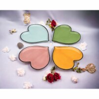 Ceramic Rainbow Plates: Assorted Colors Heart-Shaped Plates, Valentines, Wedding Décor or