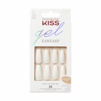 Gel Fantasy Sculpted Long Coffin Glue-on Nails Glossy Light White (Pack of 12)