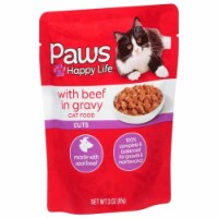 Topco Associates, Paws Happy Life Cat Food with Beef in Gravy Cuts, (Pack of 4)