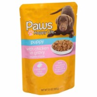 Paws Happy Life, Puppy Food, with Chicken in Gravy. (Pack of 32)