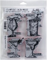 Tim Holtz Cling Stamps 7 X8.5 -Cocktails Blueprint
