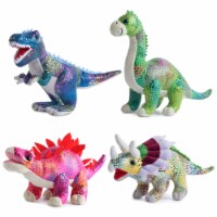 Build Me Plush Dinosaur Set of 4: T-Rex, Brachiosaurus, Stegosaurus & Triceratops
