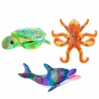 Dazmers Sea Stuffed Animals Set of 3: Octopus, Dolphin & Turtle