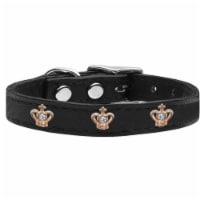 Gold Crown Widget Genuine LeaTher Dog Collar, Black - Size 22