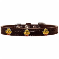 Chickadee Widget Croc Dog Collar, Chocolate - Size 16