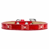 Red Glitter Bow Widget Dog Collar, Red Ice Cream - Size 14