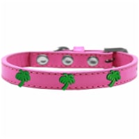 Green Palm Tree Widget Dog Collar, Bright Pink - Size 14