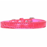 Wichita Plain Croc Dog Collar, Bright Pink - Size 10