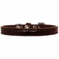 Wichita Plain Croc Dog Collar, Chocolate - Size 14