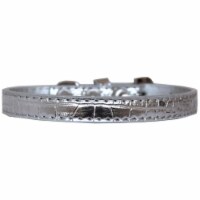 Wichita Plain Croc Dog Collar, Silver - Size 10