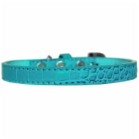 Wichita Plain Croc Dog Collar, Turquoise - Size 10