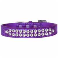 Two Row Clear Jewel Croc Dog Collar, Purple - Size 18