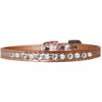 Pearl and Clear Jewel Croc Dog Collar, Copper - Size 12