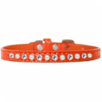 Pearl and Clear Jewel Croc Dog Collar, Orange - Size 16