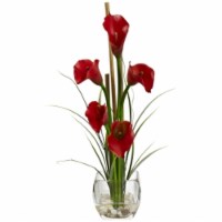 Calla Lilly Liquid Illusion Silk Flower Arrangement - Red