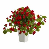 Geranium Artificial Plant in White Tower Planter