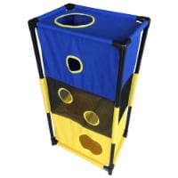 Kitty Square Soft Folding Pet Cat House Furniture, Blue & Yellow - One Size