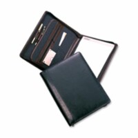 Zipper Pad Holder- Ltr.- Expandable Pocket- Card-Pen Holder- BK
