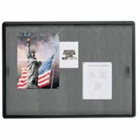 Indoor Bulletin Board- 2 Sliding Door- 48in.x36in.- Gray-Graphite