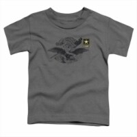 Army-Left Chest - Short Sleeve Toddler Tee&#44; Charcoal - Medium 3T
