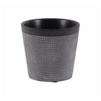 Cement Round Pot with Lattice Square Design Body & Tapered Bottom, Washed Concrete Finish - B