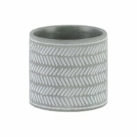 Cement Round Pot with Lattice Parallel Lines Design Body & Tapered Bottom, Washed Concrete Fi