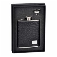 Gator Black Leather & Stainless Steel 6 oz Flask Gift Set