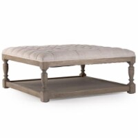 Square Tufted Ottoman, Reclaimed Oak - 39 x 16.5 x 39 in.