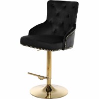 Black Velvet Adjustable Stool with Gold Finish