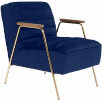 Meridian Furniture Woodford Navy Velvet Accent Chair with Brushed Gold Iron Legs