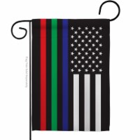 Americana Home & Garden G142913-BO 13 x 18.5 in. US Thin Blue, Green & Red Line Garden Flag w