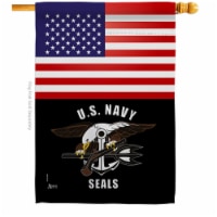 Americana Home & Garden H140625-BO 28 x 40 in. US Navy Seals House Flag with Armed Forces Dou