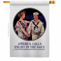 US Brotherhood H183011-BO 28 x 40 in. Enlist in the Navy House Flag with Armed Forces Double-