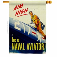 US Brotherhood H183019-BO 28 x 40 in. Aim High House Flag with Armed Forces Navy Double-Sided