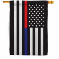 Americana Home & Garden H140912-BO 28 x 40 in. US Thin Red & Blue Line House Flag with Armed