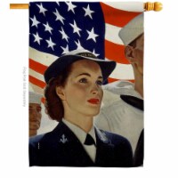 US Brotherhood H183040-BO 28 x 40 in. Navy Waves House Flag with Armed Forces Double-Sided De