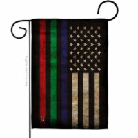 Angeleno Heritage G135422-BO 13 x 18.5 in. Thin Blue, Green & Red Line Garden Flag with Armed