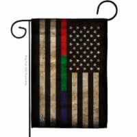 Angeleno Heritage G135431-BO 13 x 18.5 in. Thin Blue, Green & Red Line Garden Flag with Armed