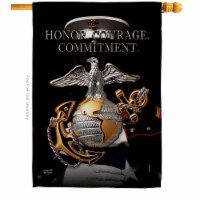 Angeleno Heritage H137316-BO 28 x 40 in. Honor Courage Commitment House Flag with Armed Force