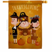 Angeleno Heritage H137604-BO 28 x 40 in. Pilgrims Thanksgiving House Flag with Fall Double-Si
