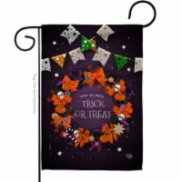 Ornament Collection G192140-BO 13 x 18.5 in. Trick or Treat Wreath Garden Flag with Fall Hall
