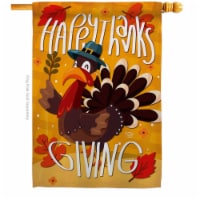 Ornament Collection H192043-BO 28 x 40 in. Happy Thanksgiving Turkey House Flag with Fall Dou
