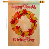 Ornament Collection H192138-BO 28 x 40 in. Thanksgiving Day Wreath House Flag with Fall Doubl