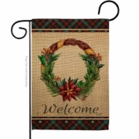Angeleno Heritage G135245-BO 13 x 18.5 in. Poinsettia Wreath Garden Flag with Winter Wonderla