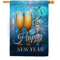 Ornament Collection H191075-BO 28 x 40 in. New Year Fireworks House Flag with Winter Double-S