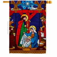 Angeleno Heritage H137300-BO 28 x 40 in. Stained Glass Nativity House Flag with Winter Double