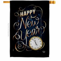 Ornament Collection H192691-BO 28 x 40 in. New Year Clock House Flag with Winter Double-Sided